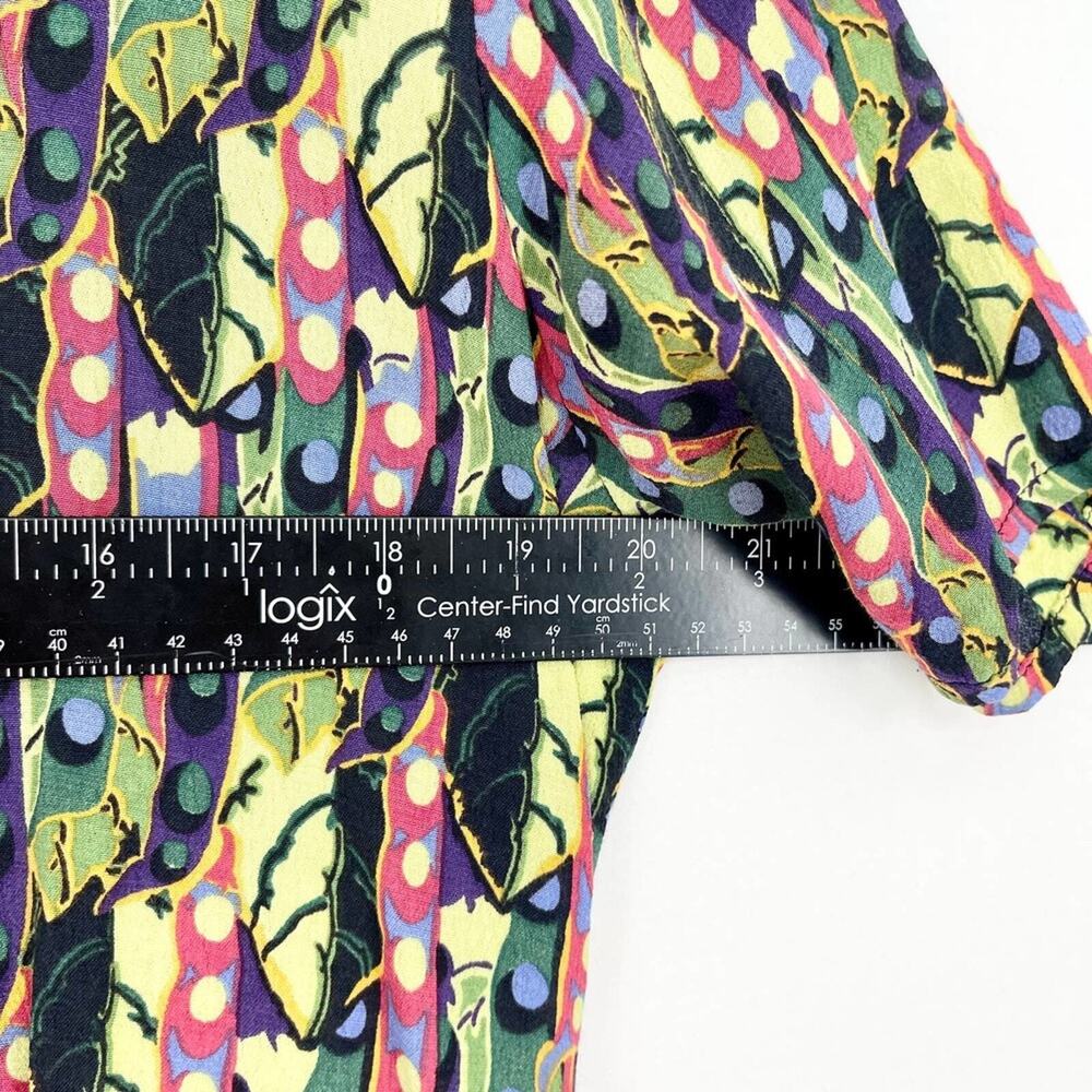 Flax 100% Rayon Multi Geometric Button Up Mini Dr… - image 3